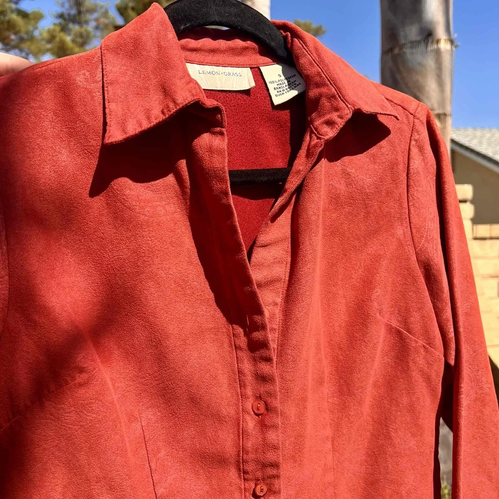 Vintage Microsuede Jacket by Lemon Grass Rustic Red Paisley Shacket Size Small